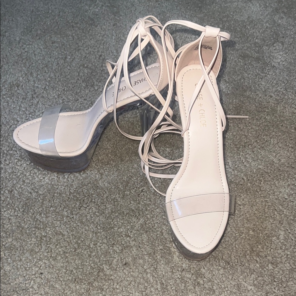 Chase + Chloe Nude Strappy Heels